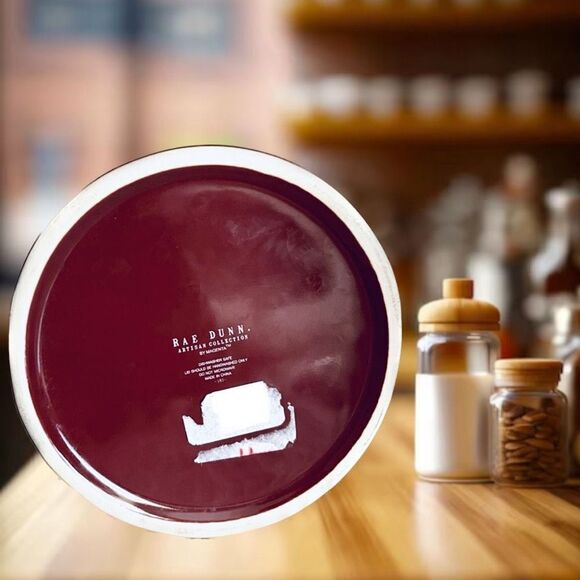 NWT Rae Dunn Gorgeous Burgundy Glossy Ceramic Big COOKIES Canister/Cookie Jar - Picture 8 of 12